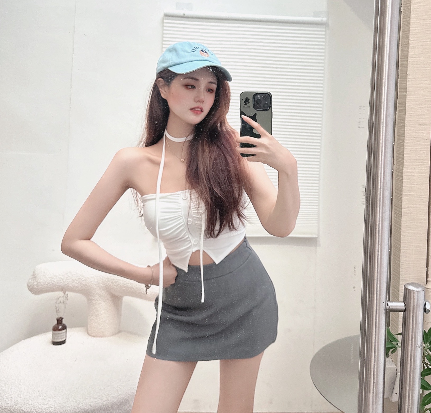 小開衩平口BRATOP(附頸鍊)/三色