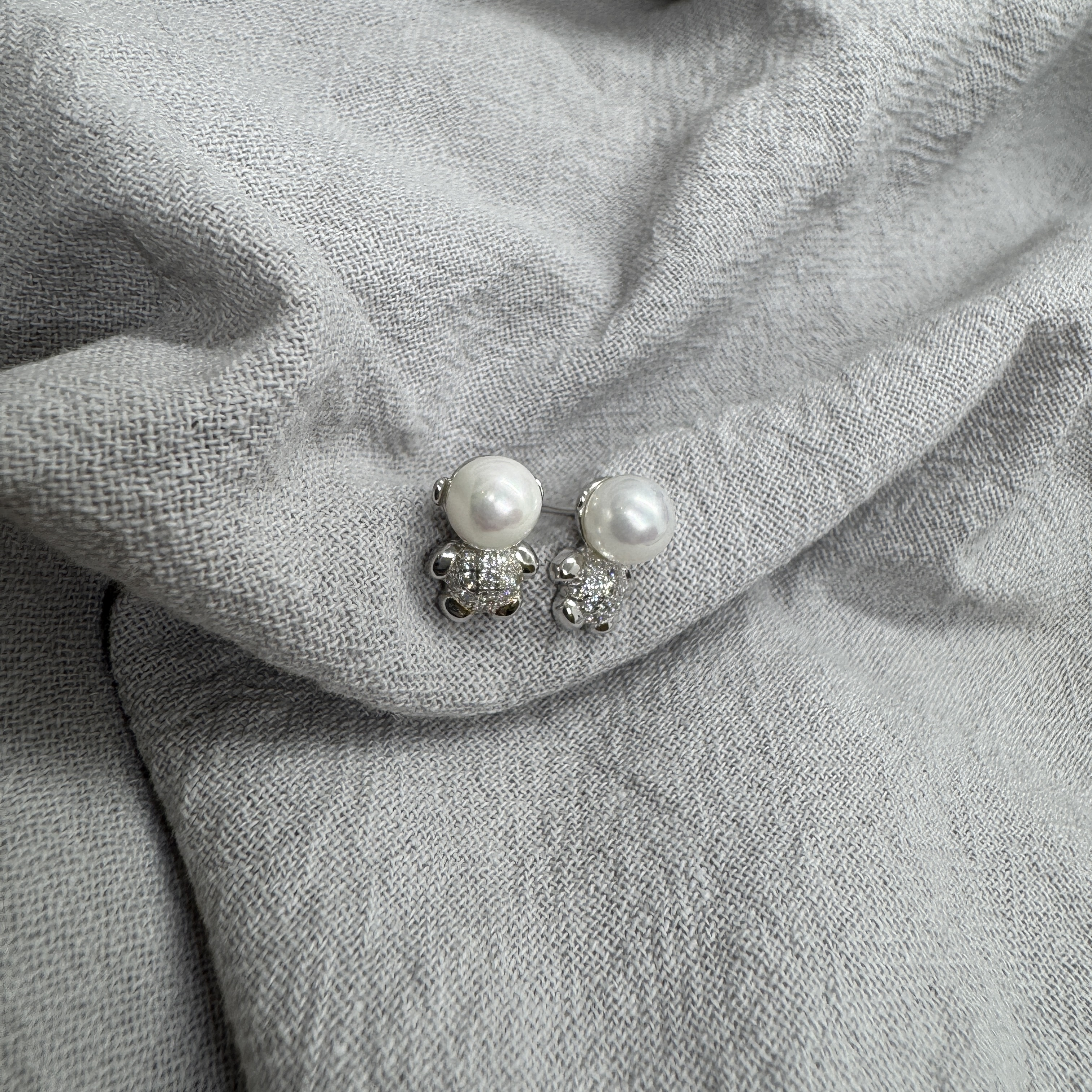 映珠熊 – 純銀耳環