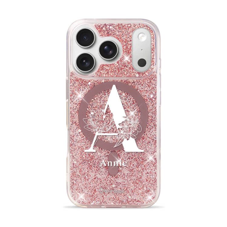 大字陪襯 玫瑰金貝拉殼 (MagSafe兼容) - (訂製名字) iPhone客製化手機殼