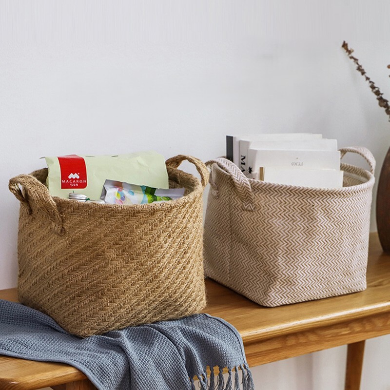 《6239》防潮編織混紡麻可摺疊收納籃
