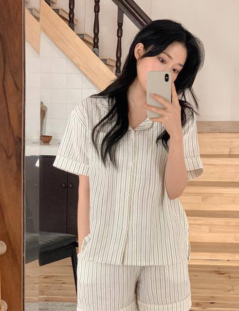 JUUNEEDU直條紋睡衣(深藍色)