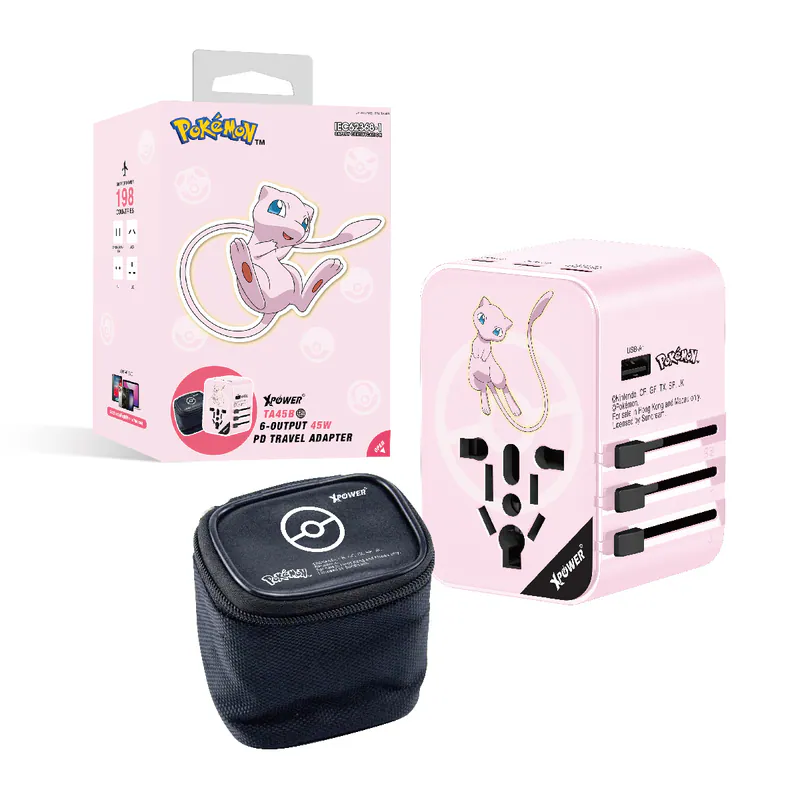 （2026新年限時優惠）XPower x Pokémon 夢幻 TA45B 45W 6輸出 PD3.0/PPS快充旅行充電器