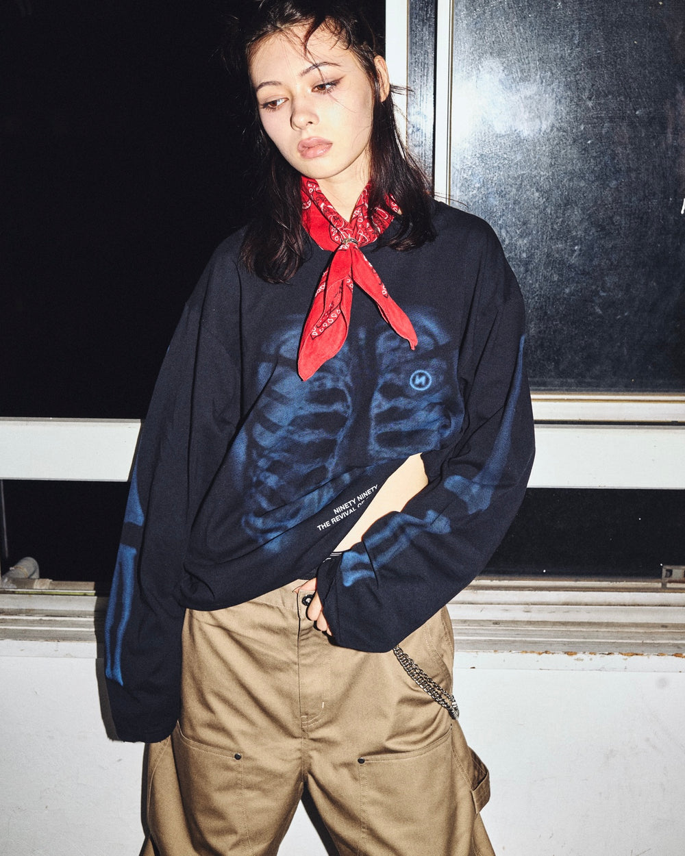 2025AW 9090 X-ray Bone Vintage L/S Tee 復古水洗骨頭長T 現貨