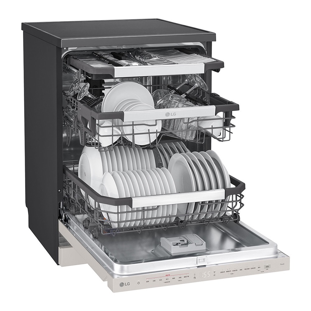 【LG】自動開門｜14人份｜ QuadWash™ Steam四方洗蒸氣洗碗機｜雪霧白|DFB335HE