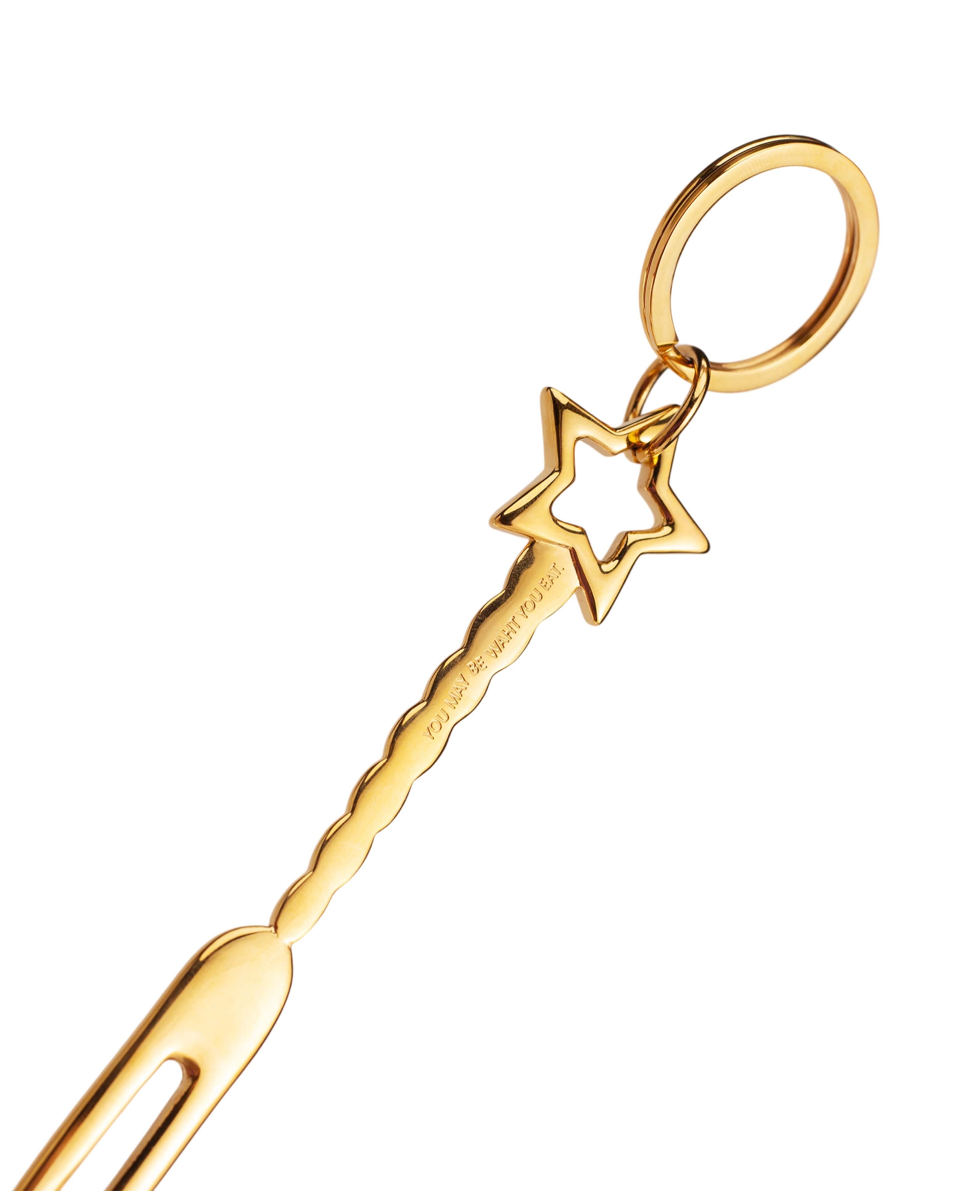 RECOVERY X FU CAKE STAR FORK 鑰匙圈（金色）