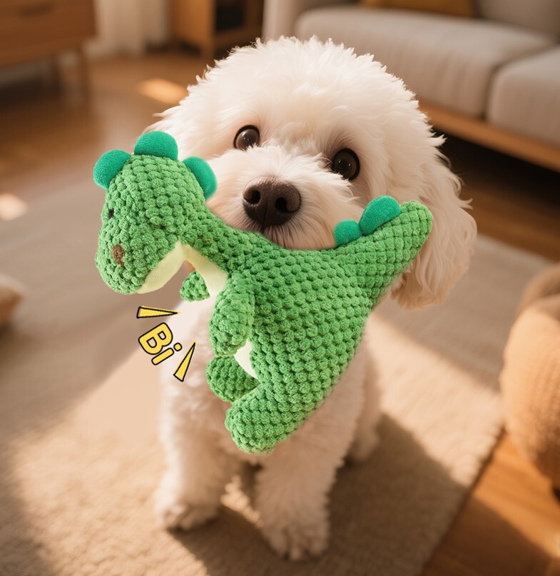 嬉皮狗 | 恐龍毛絨公仔 寵物玩具 狗狗玩具(發聲)