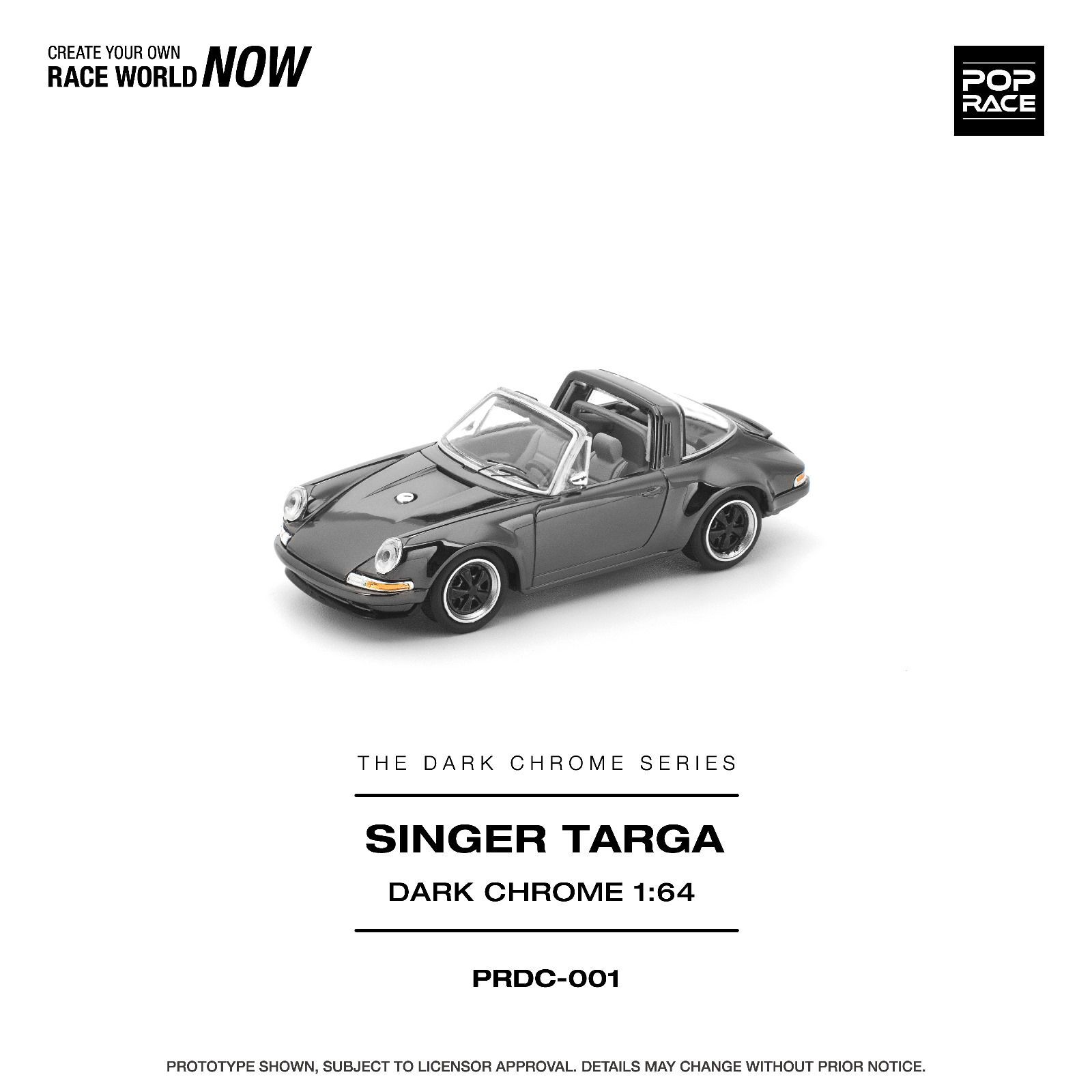 【預訂】Pop Race 1/64 Singer Targa Dark Chrome (PRDC001)