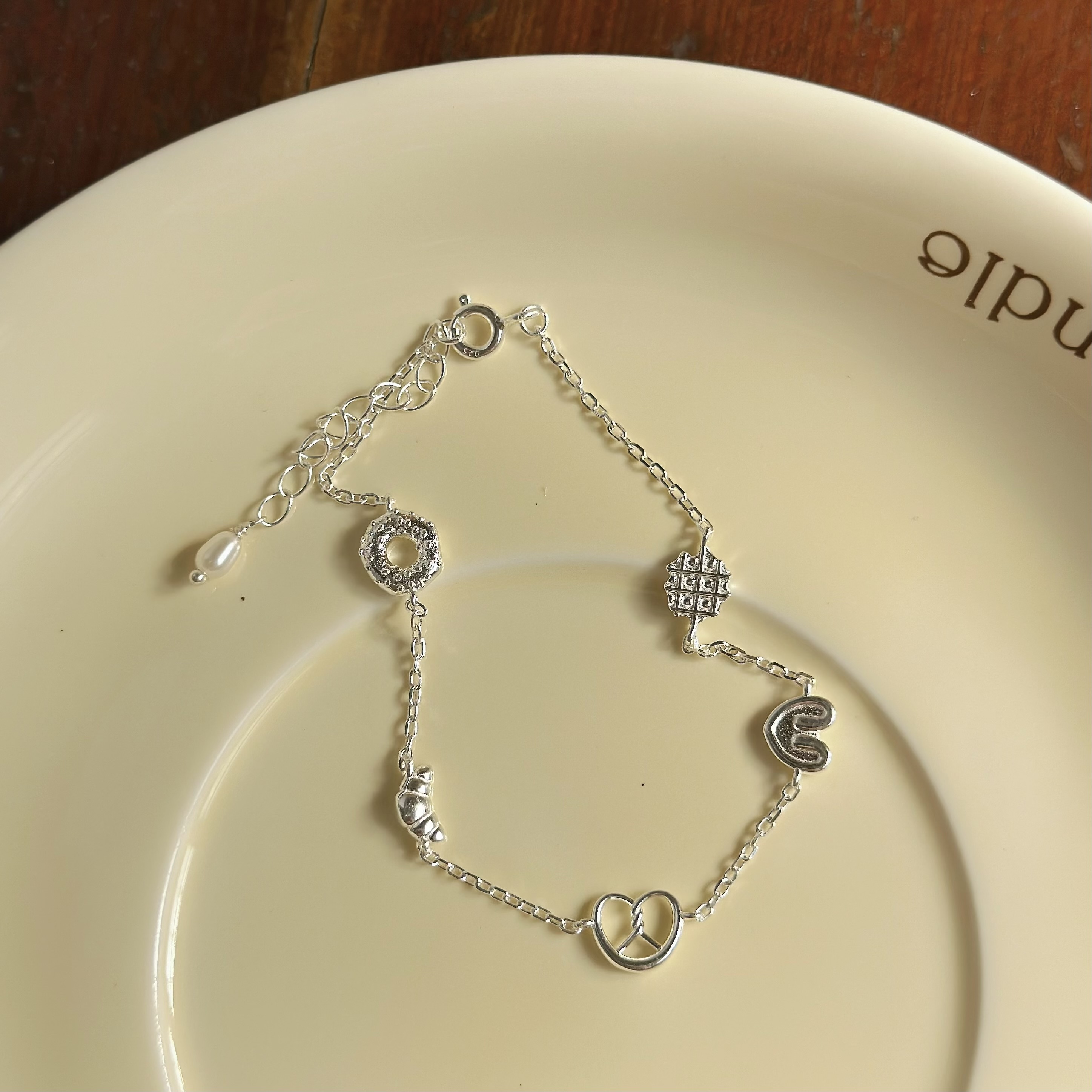 Z46可頌甜點純銀手鍊