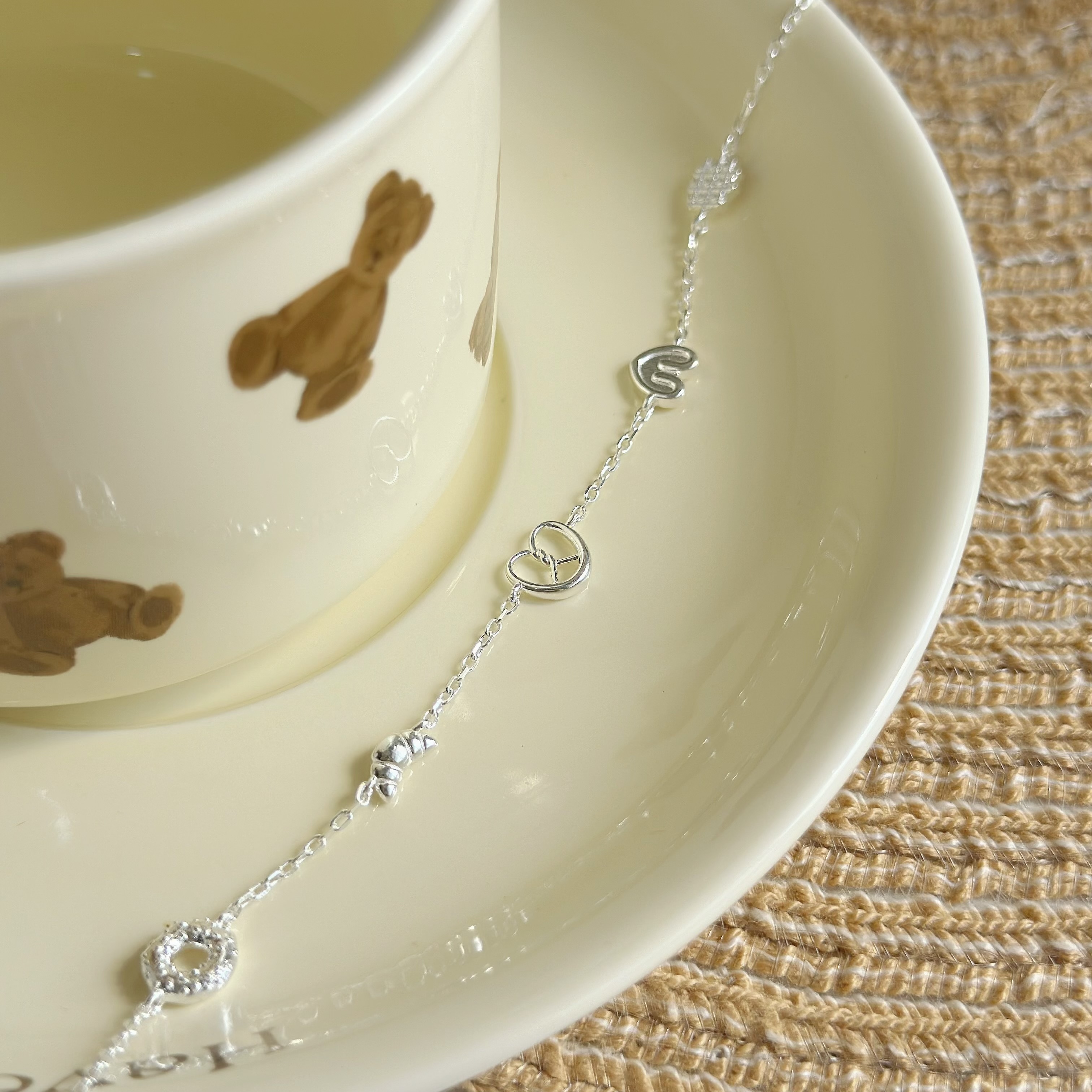 Z46可頌甜點純銀手鍊