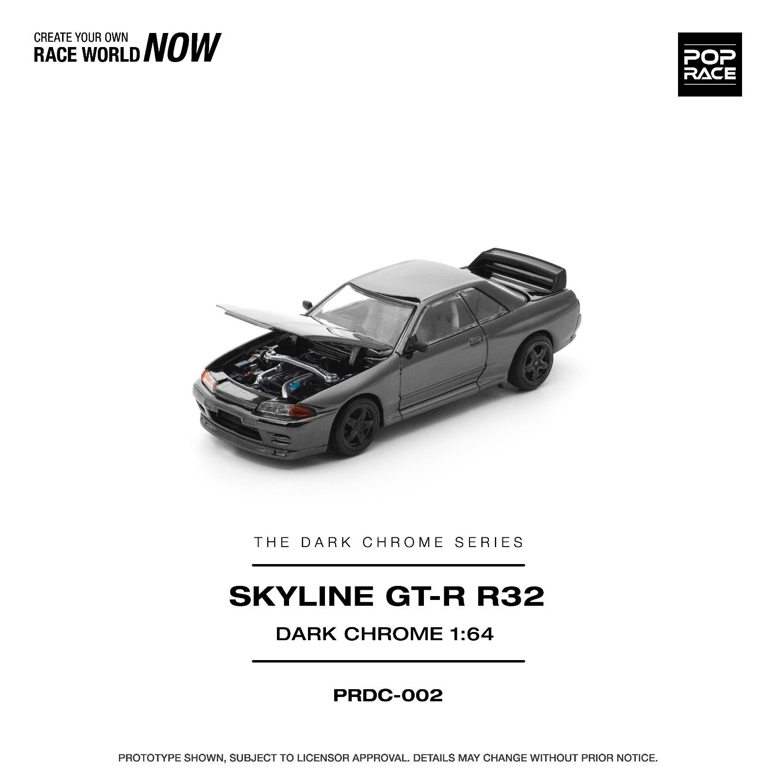 【預訂】Pop Race 1/64 R32 GT-R Dark Chrome (PRDC002)