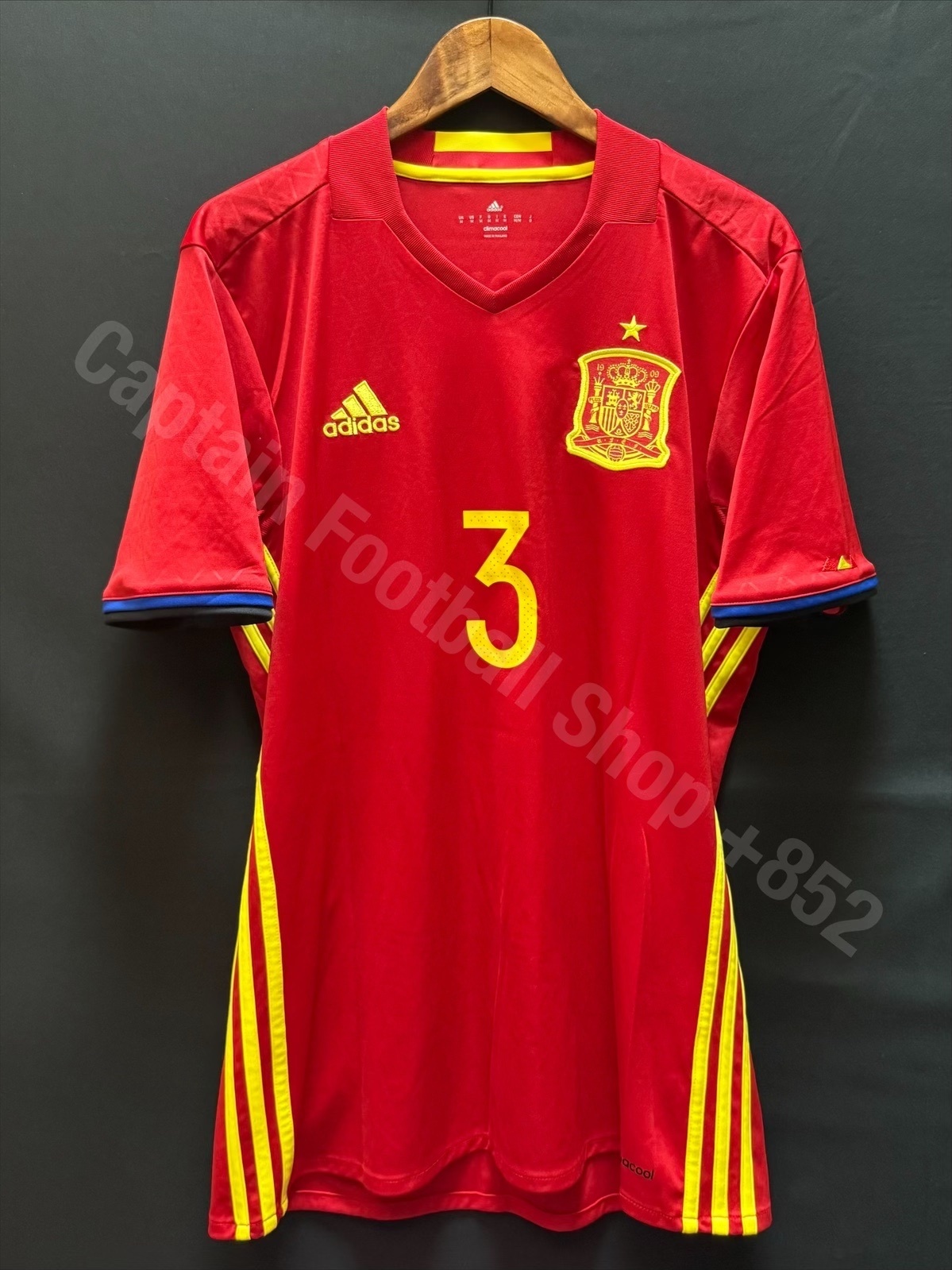 Spain 2016 Adidas Home Shirt #3 PIQUE