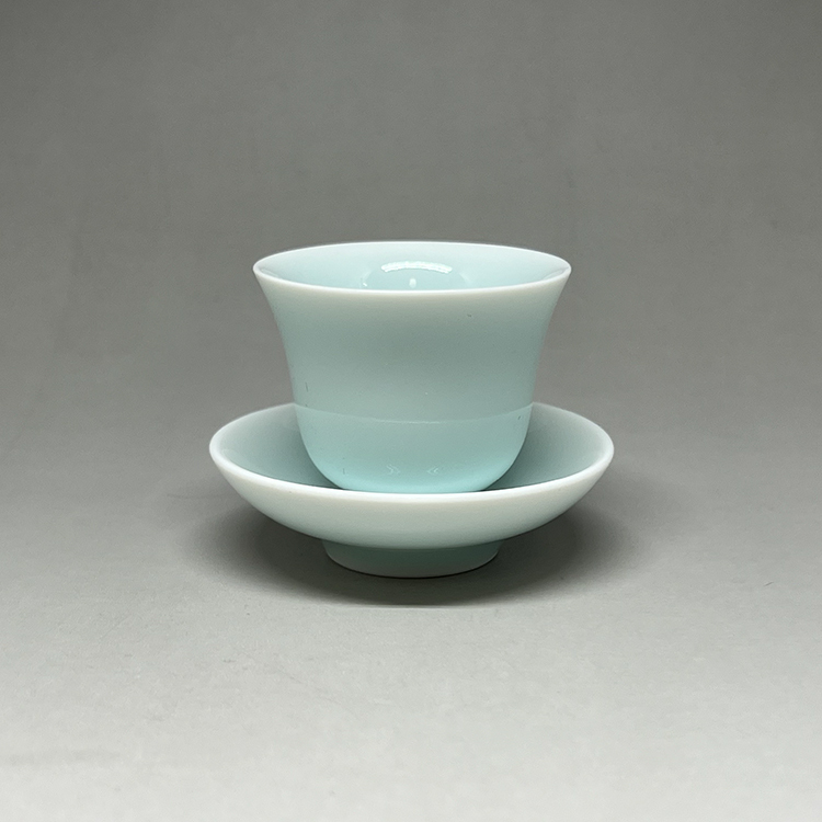 茶香自在】曉芳窯蔡曉芳大師影青品茗杯托茶杯對杯組