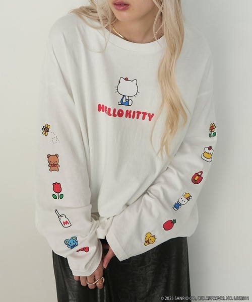 日本🇯🇵連線 Forksy x HELLO KITTY 凱蒂貓 超寬鬆印花長袖T恤 印花 插畫風 寬鬆 落肩 Oversized 長袖 休閒 4色(任買兩件711免運)/預購
