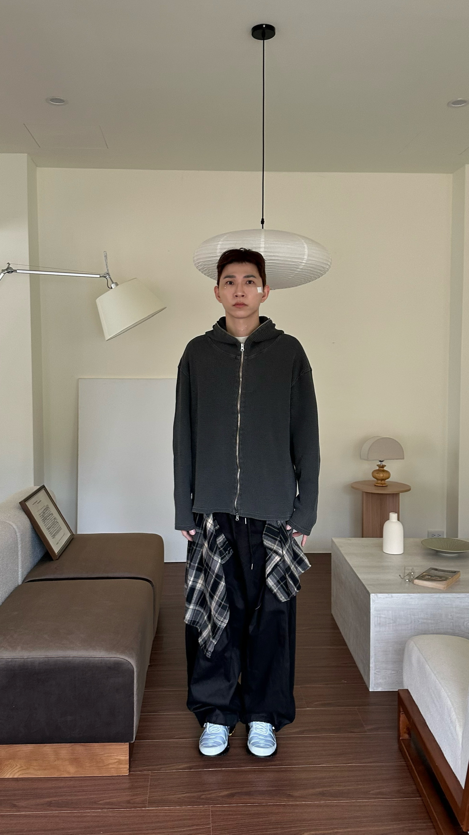 洗舊重磅華夫格連帽夾克