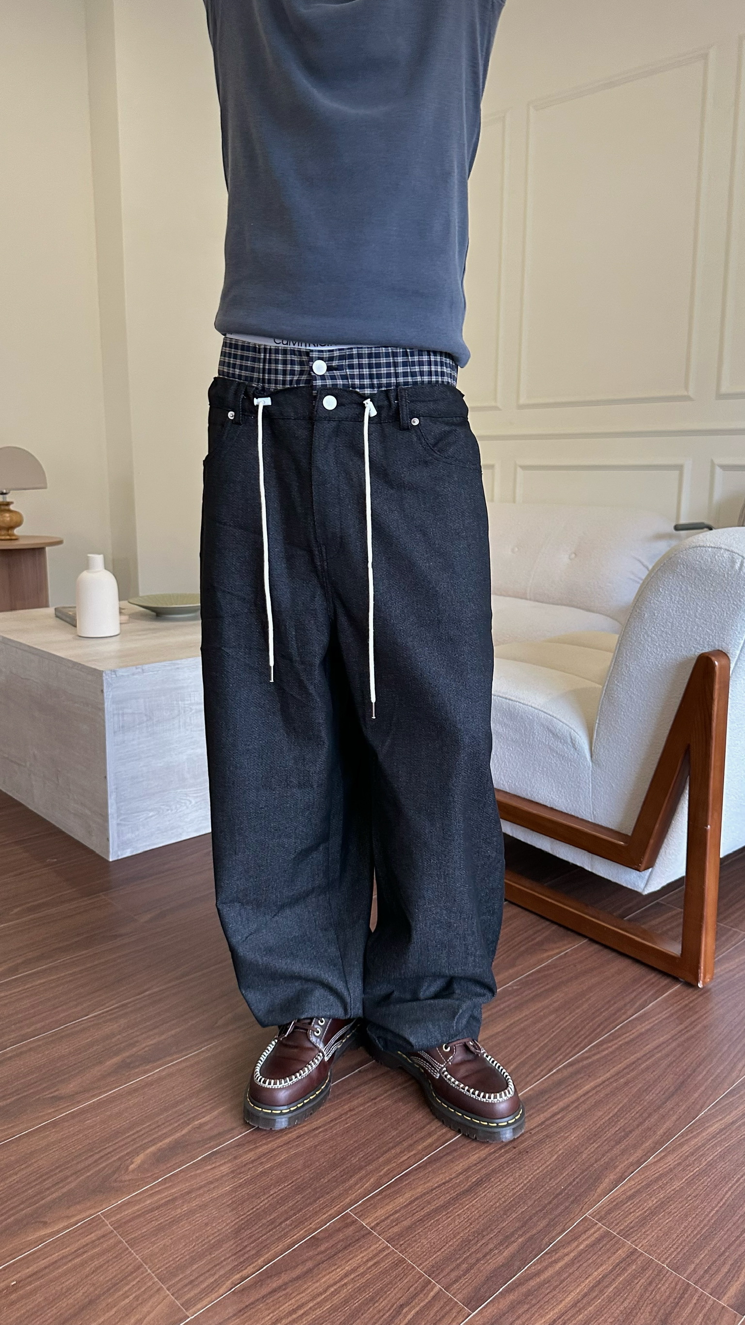 雙層造型丹寧褲