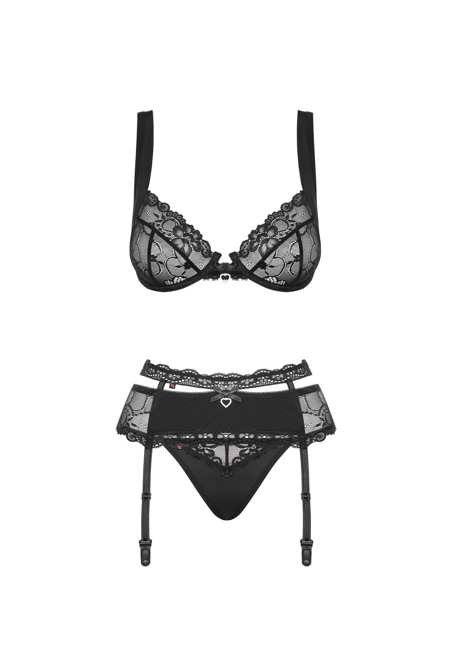 Obsessive - Heartina 蕾絲透視花卉紋情趣3件套 (S/M/L/XL)