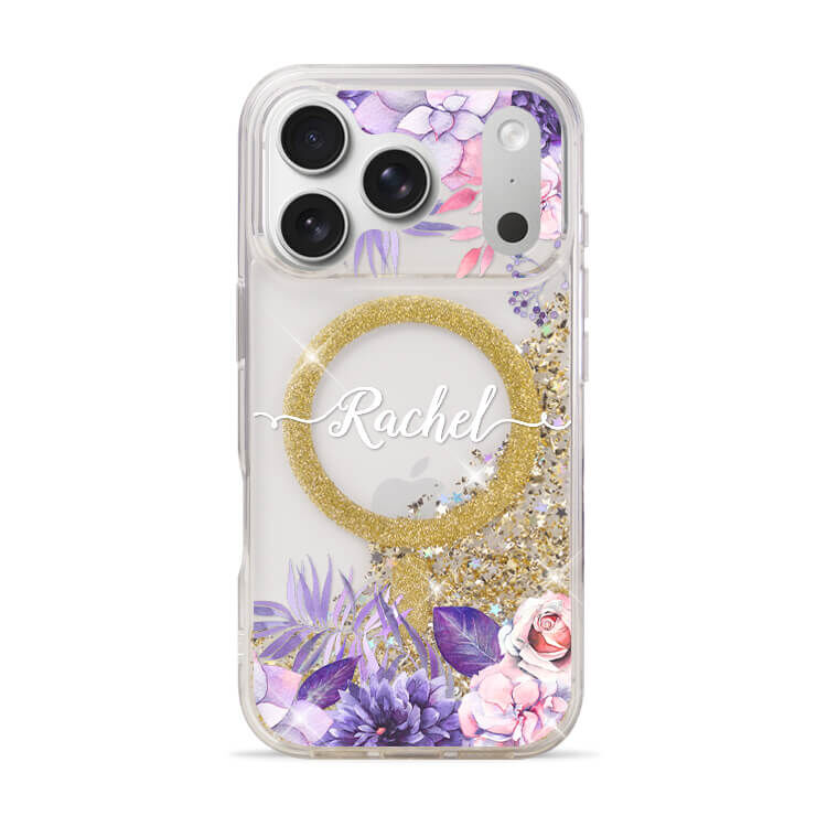 紫色叢林 香檳金貝拉殼 (MagSafe) - (訂製名字) iPhone客製化手機殼