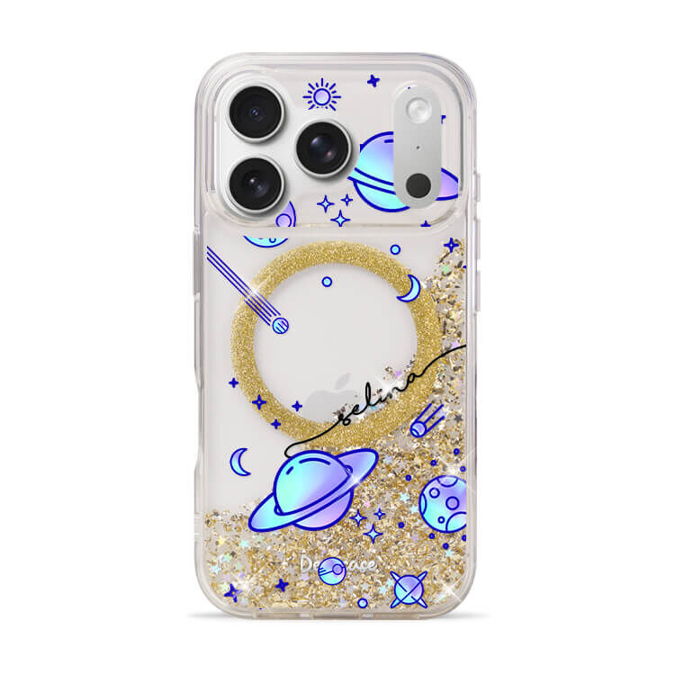 紫色星球 香檳金貝拉殼 (MagSafe) - (訂製名字) iPhone客製化手機殼