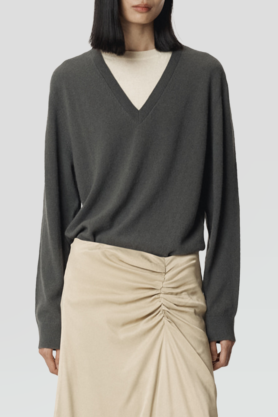 RECTO｜LAYERED 撞色層疊V領針織上衣