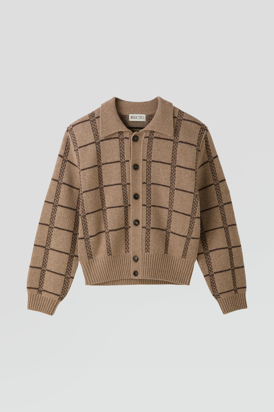 RECTO｜JAQUARD BUTTON UP COLLAR CARDIGAN