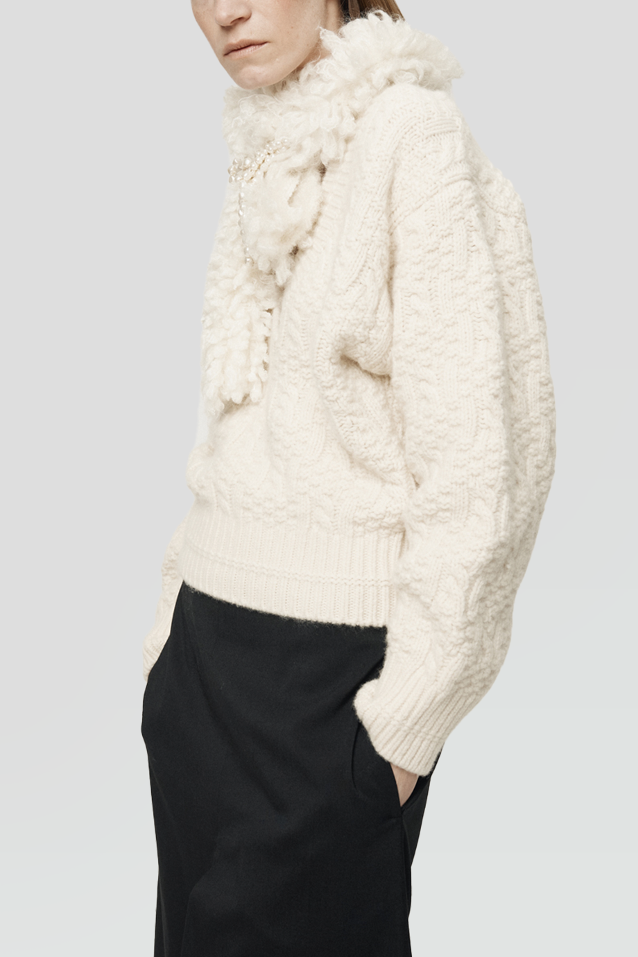 RECTO｜FRINGE 流蘇圍巾麻花針織上衣