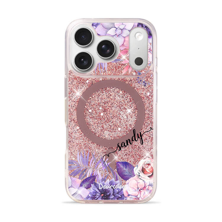 紫色叢林 玫瑰金貝拉殼 (MagSafe兼容) - (訂製名字) iPhone客製化手機殼