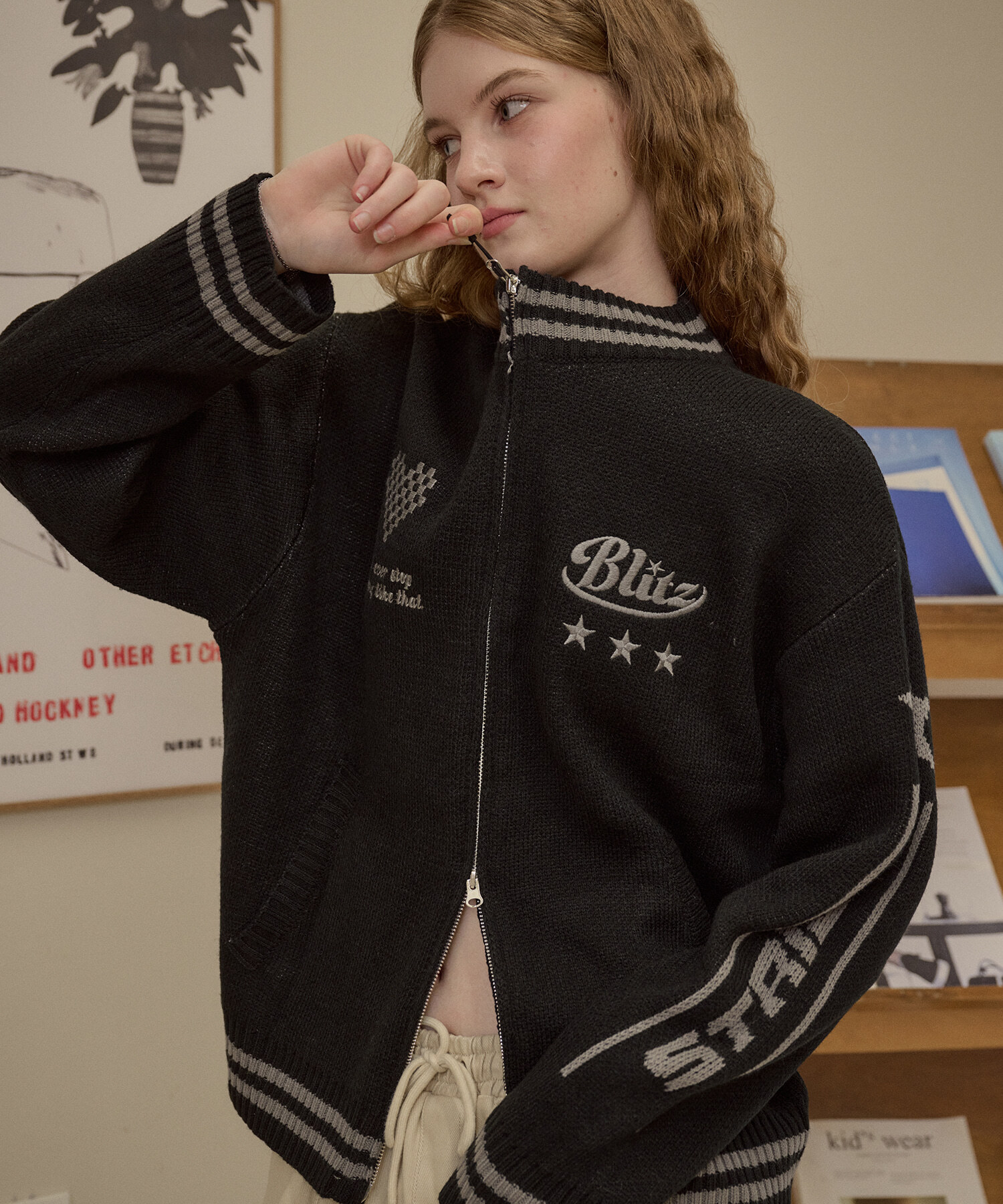 CPGN STUDIO - Blitz Knit Zip-Up Black (Black)