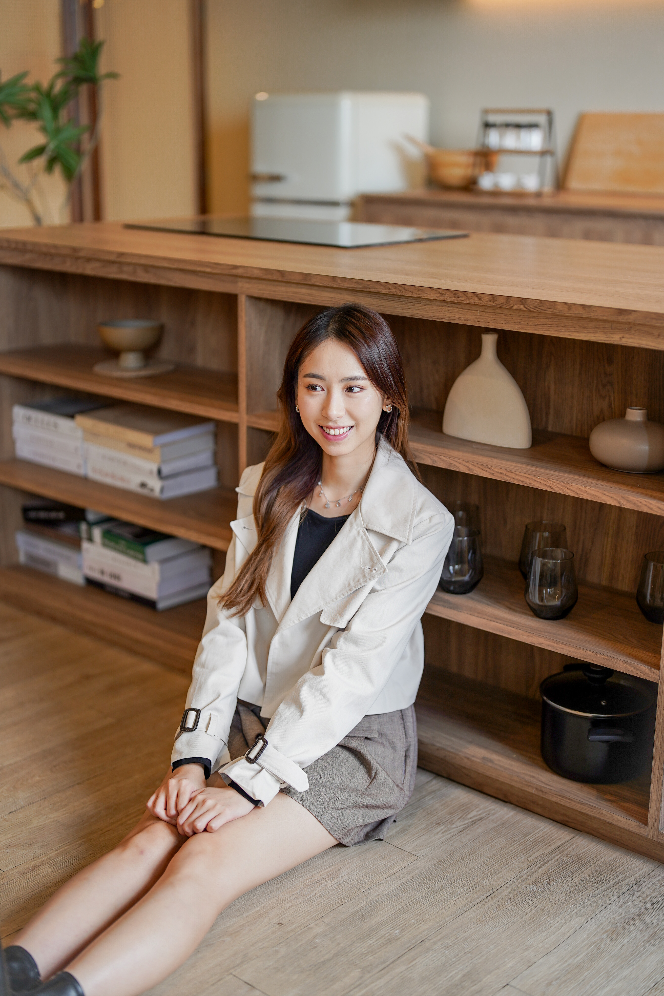 JK243 Gracelynn Crop Trench Coat