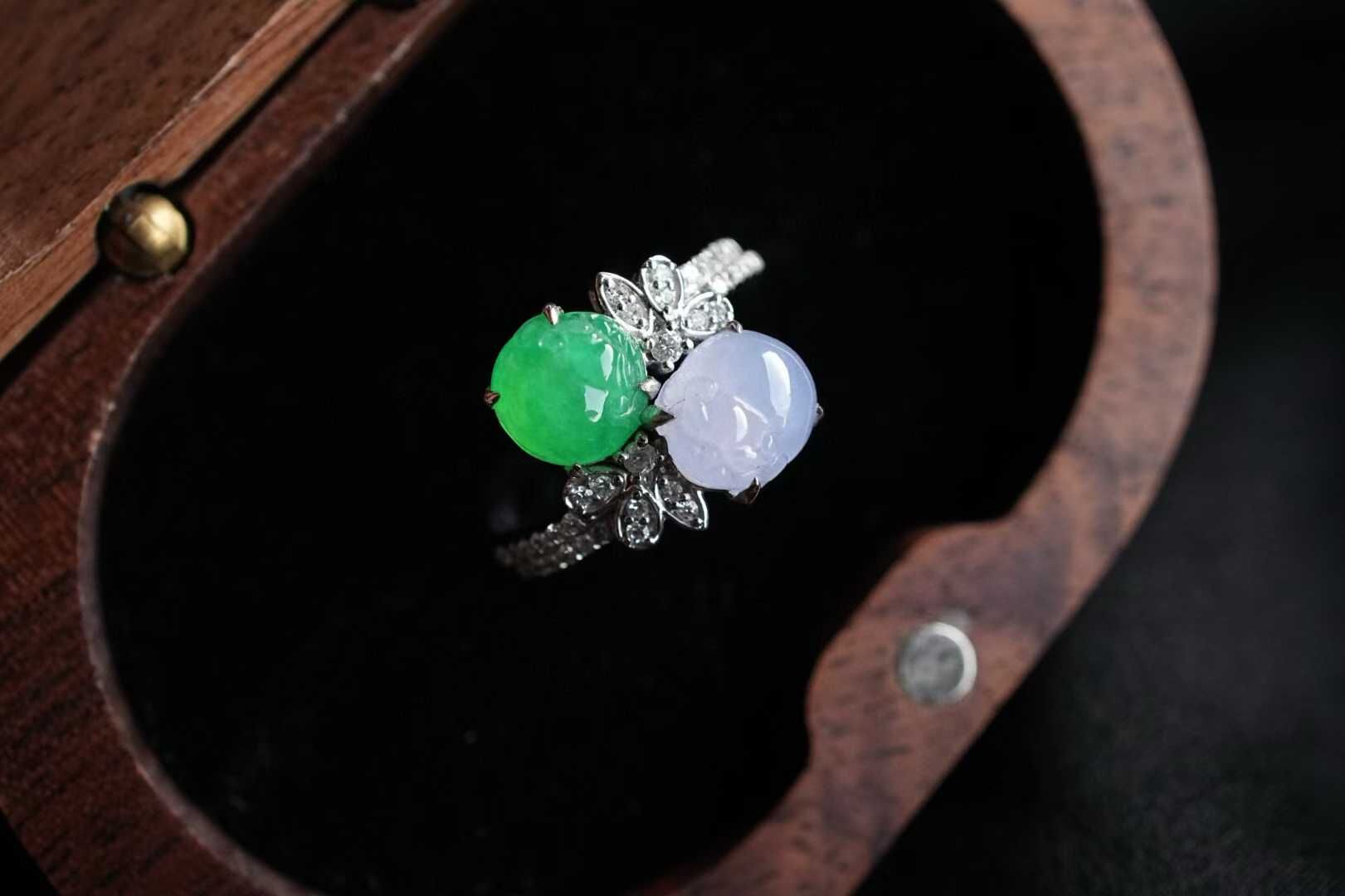 97812 翡翠雙色貔貅戒指