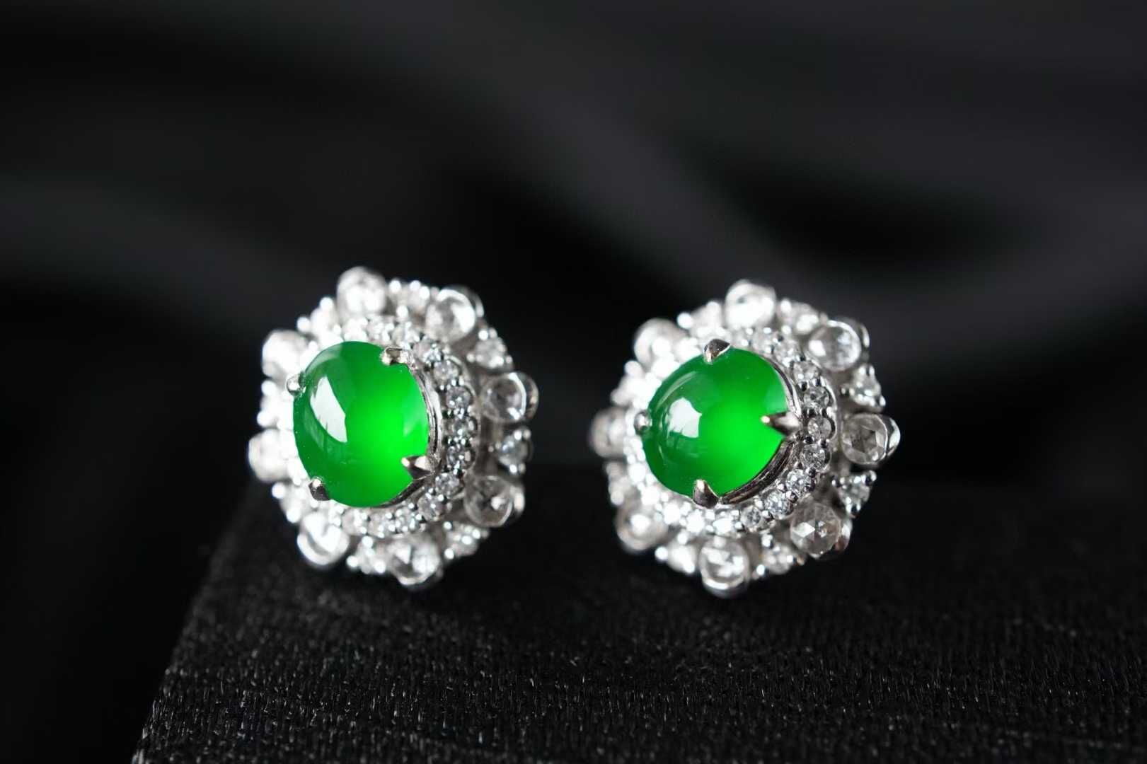 97813 翡翠正陽綠耳釘