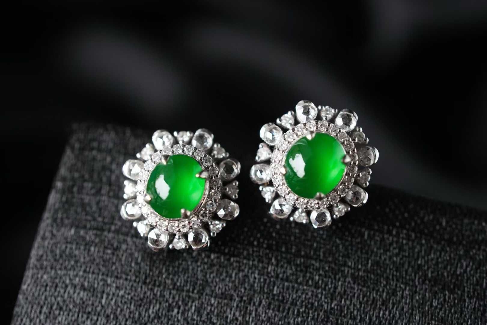 97813 翡翠正陽綠耳釘