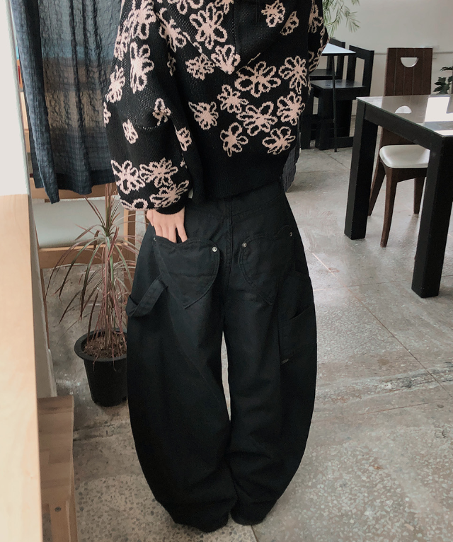 早秋預訂｜心心口袋寬版氣球棉褲