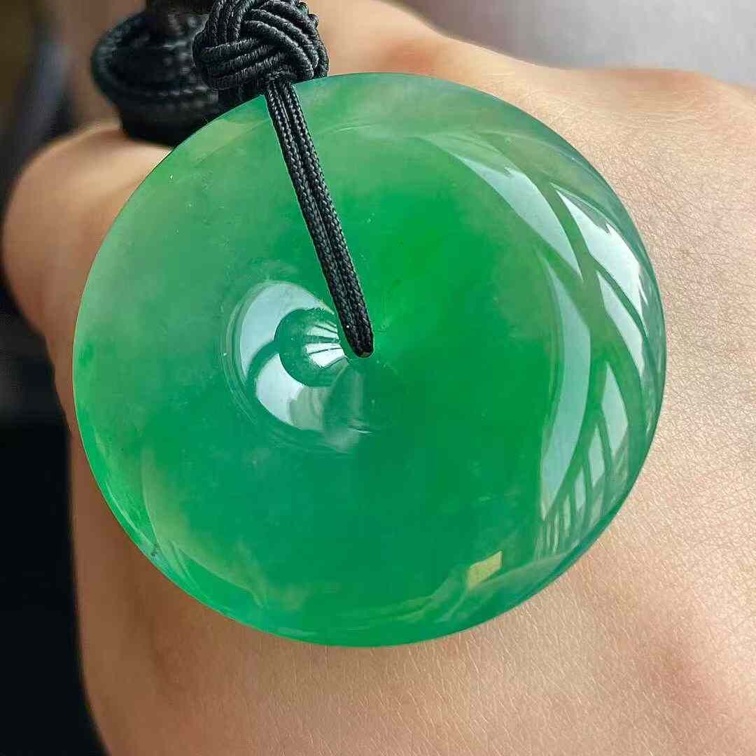 翡翠冰陽綠平安扣吊墜 (36.3mm直徑),天然翡翠A玉, 緬甸玉, Jade, Jadeite