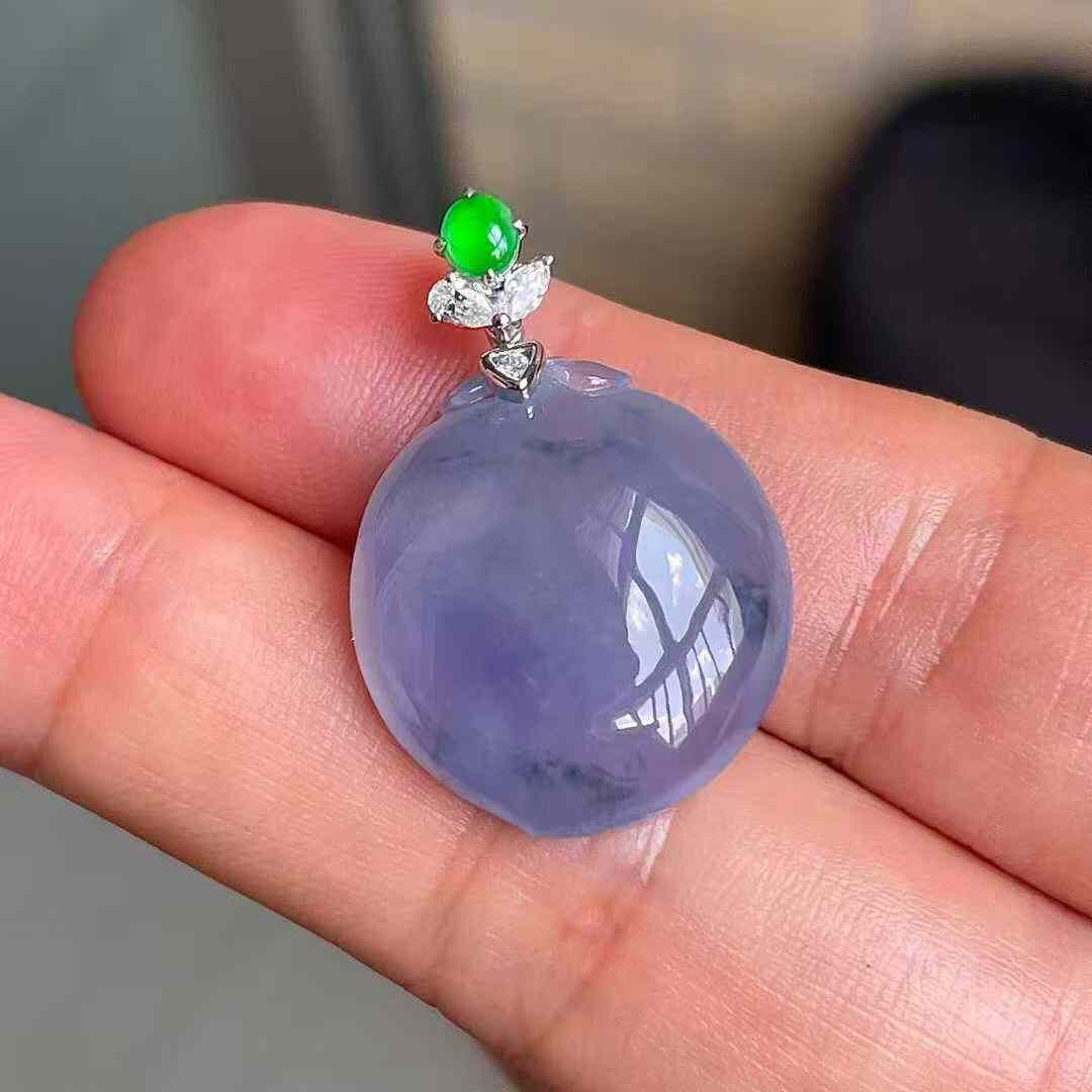 975533 翡翠冰種紫羅蘭桃子吊墜