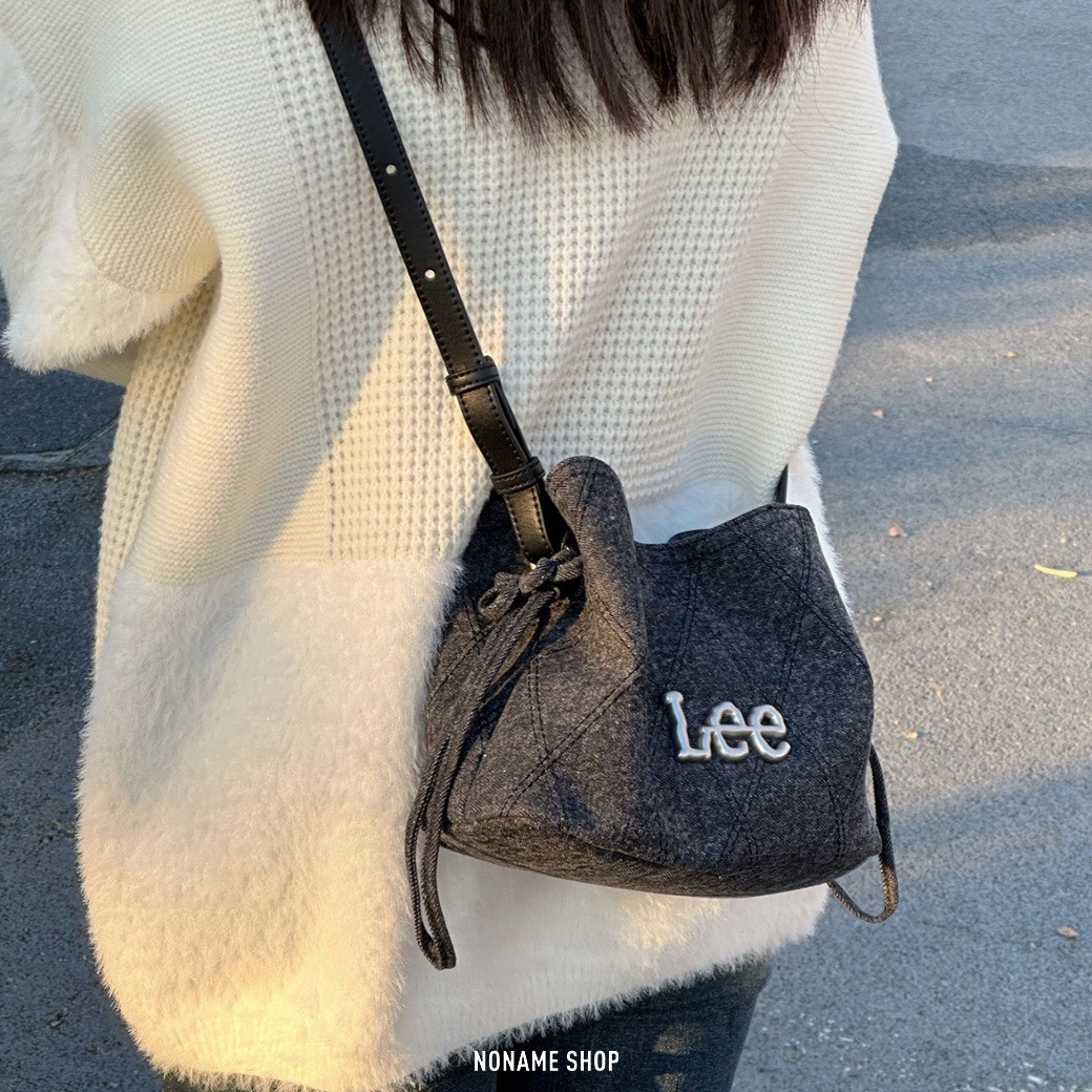 LEE 復古 花結 水洗 單寧 斜背包 肩背包 水桶包 包包 三色