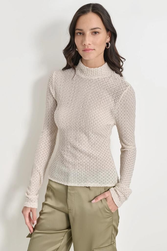 [S] DKNY EGGNOG EBBLE LACE TURTLE NECK, DJ4T1199-EN2 FINAL SALE (SD1296)