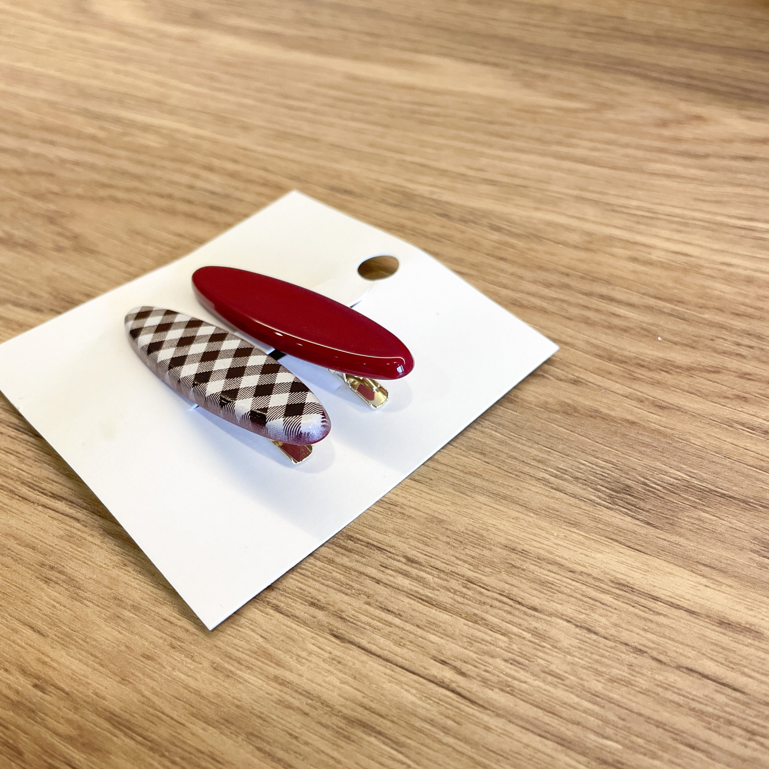 AC166 Berry Jam Checkered Hair Clip
