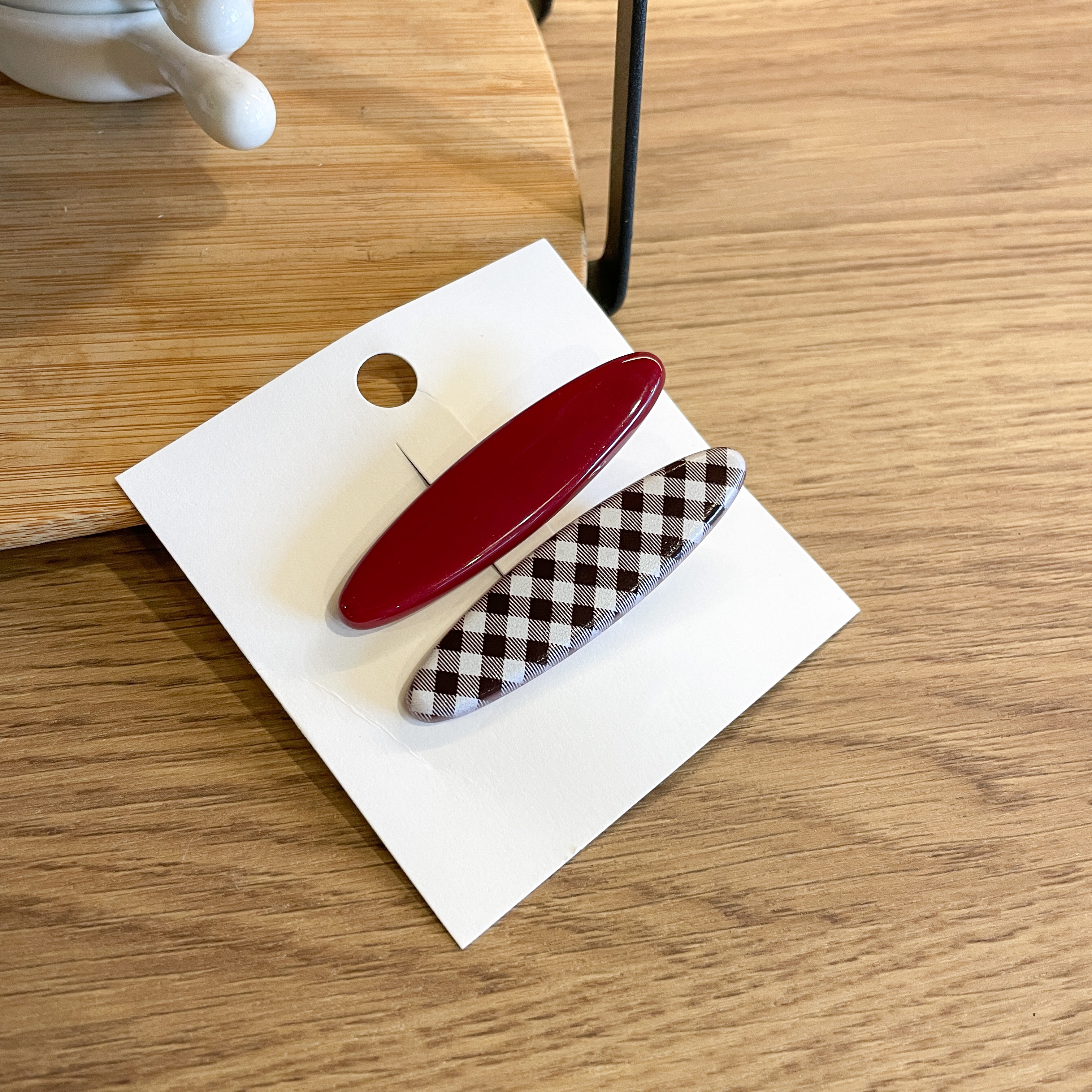 AC166 Berry Jam Checkered Hair Clip