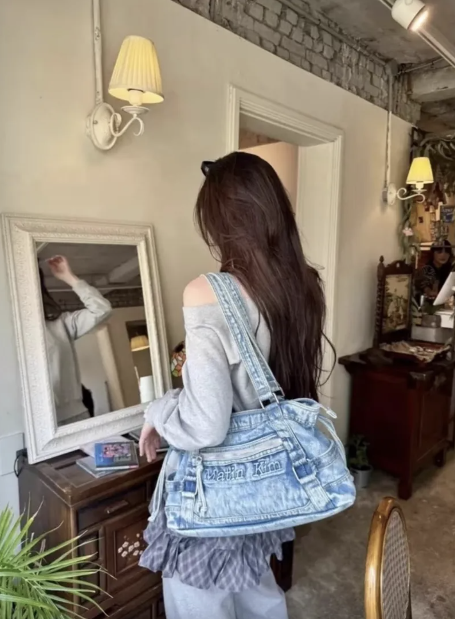 突發優惠！MATIN KIM MATIN WASHED DENIM SQUARE BAG｜2色男女同款