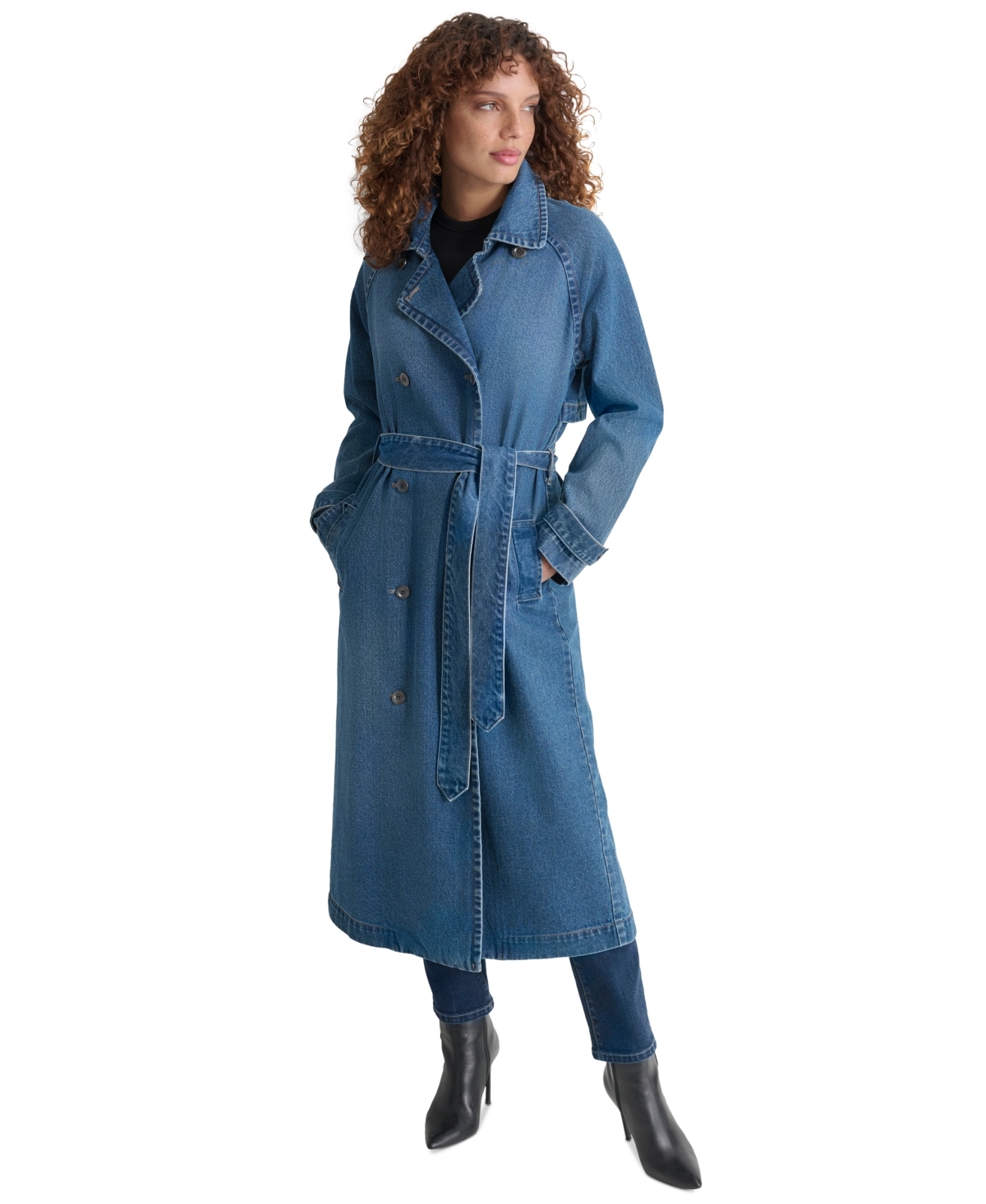 [S] DKNY DENIM TRENCH COAT,MULBERRY, DJ4J6068-MUY (SD1246)