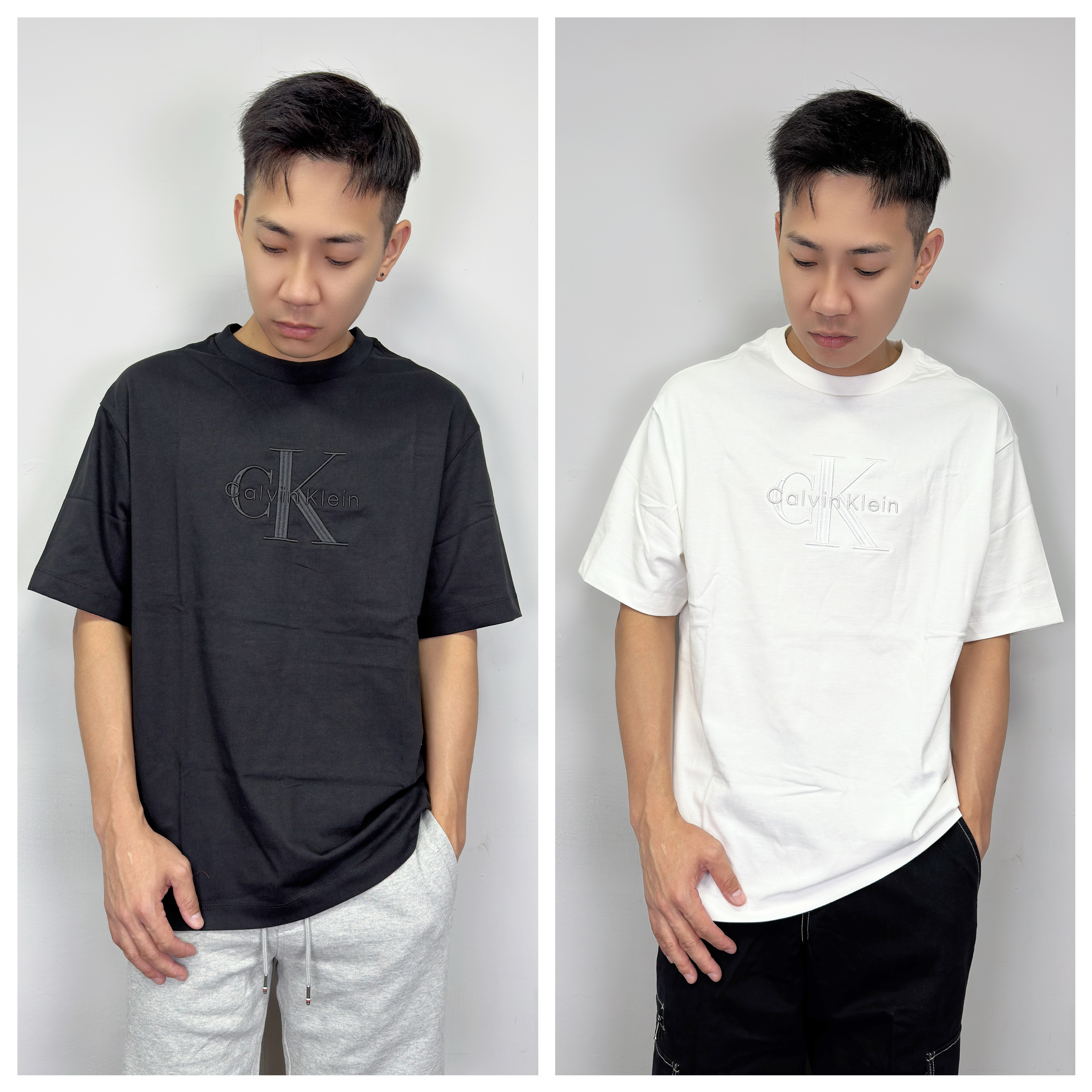 Calvin Klein CK 電繡大CK 厚磅 寬版 短袖上衣 短T