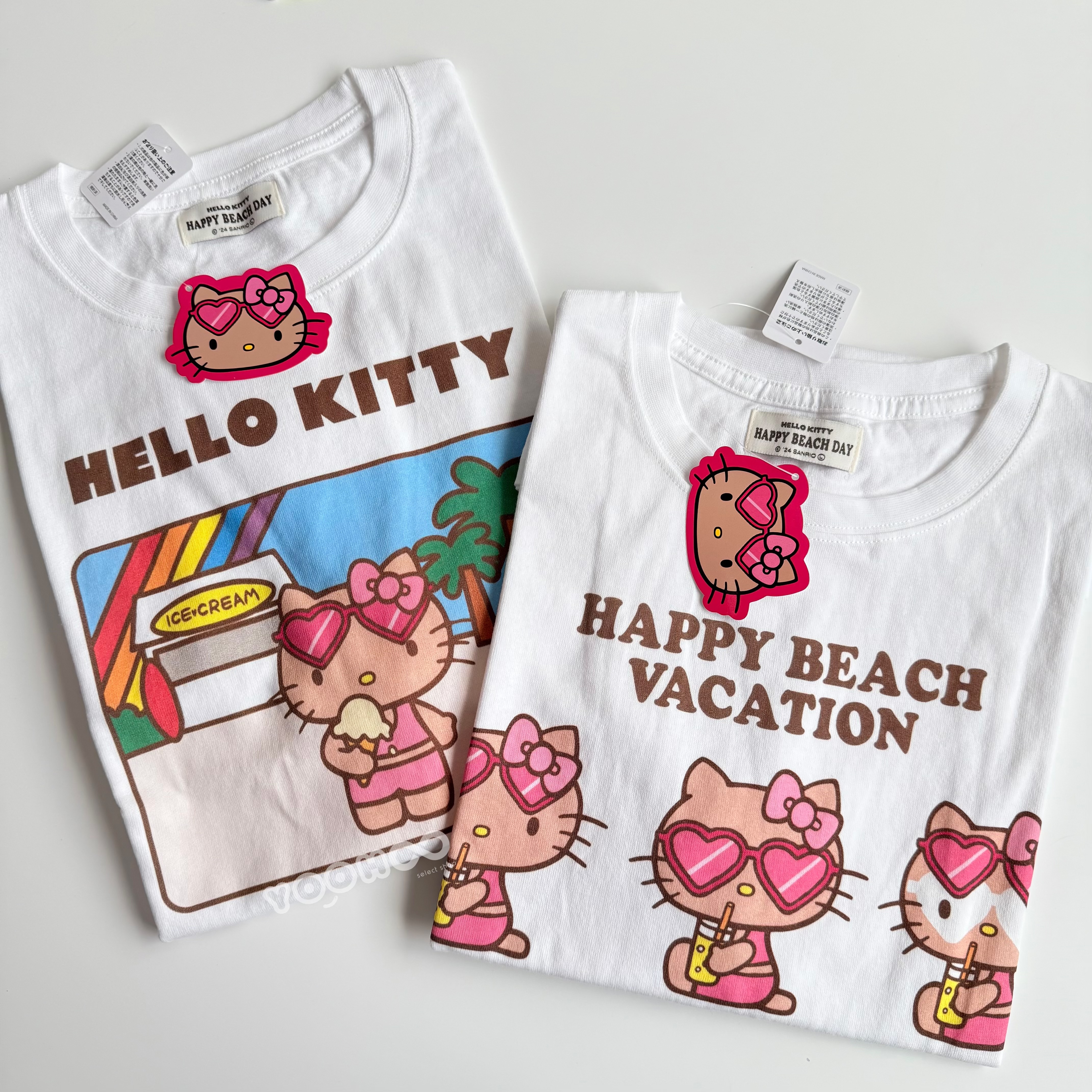 現貨┃三麗鷗 KITTY 曬黑 衝浪 冰淇淋 果汁 日燒 短T