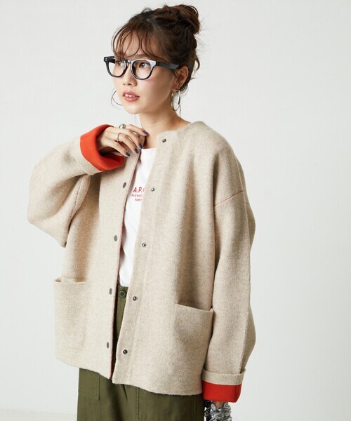 [預購]折扣 FREAK'S STORE 限定款 裏配色針織開襟外套