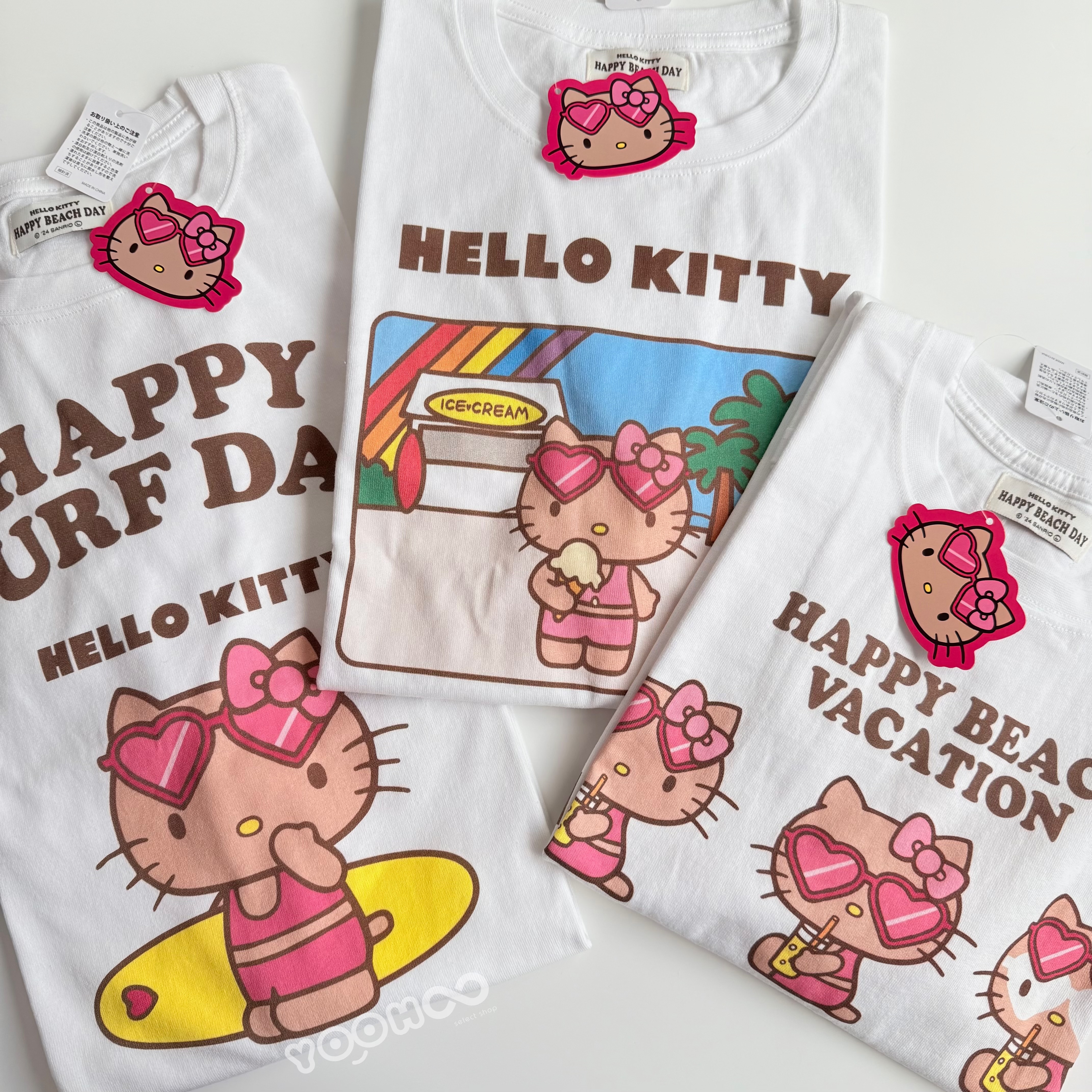 現貨┃三麗鷗 KITTY 曬黑 衝浪 冰淇淋 果汁 日燒 短T