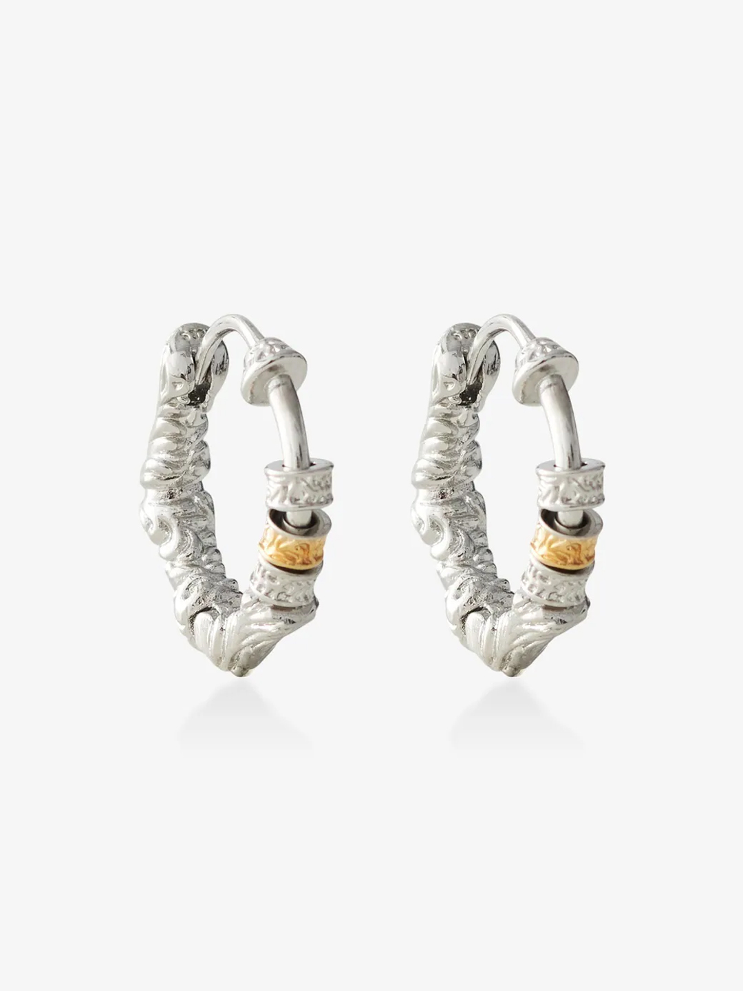 雙色雕刻串珠圈圈耳環