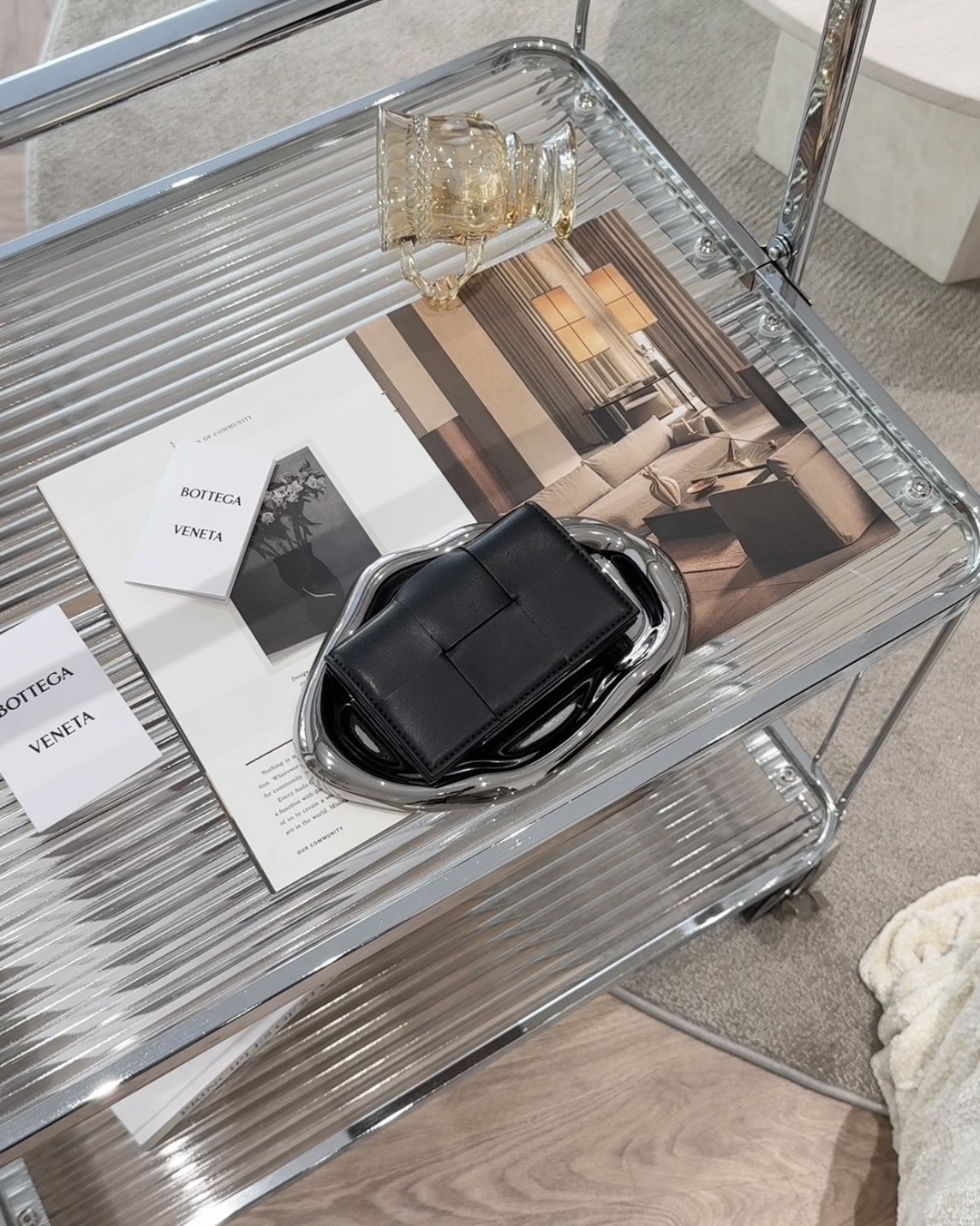 BV｜經典編織內單層卡包 黑色