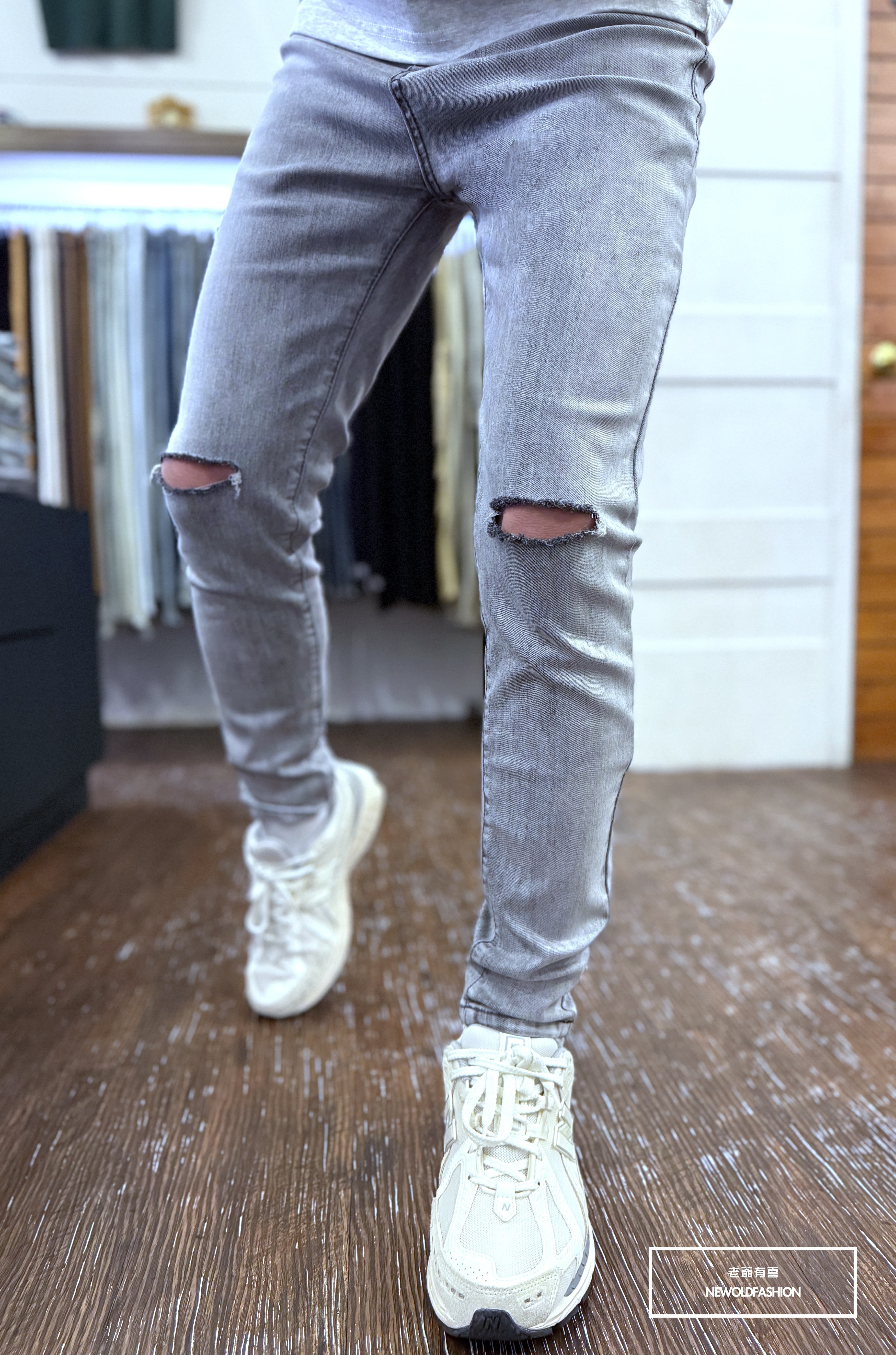 『新品上市』重磅煙灰膝刀割小直筒褲(NOF25093831)