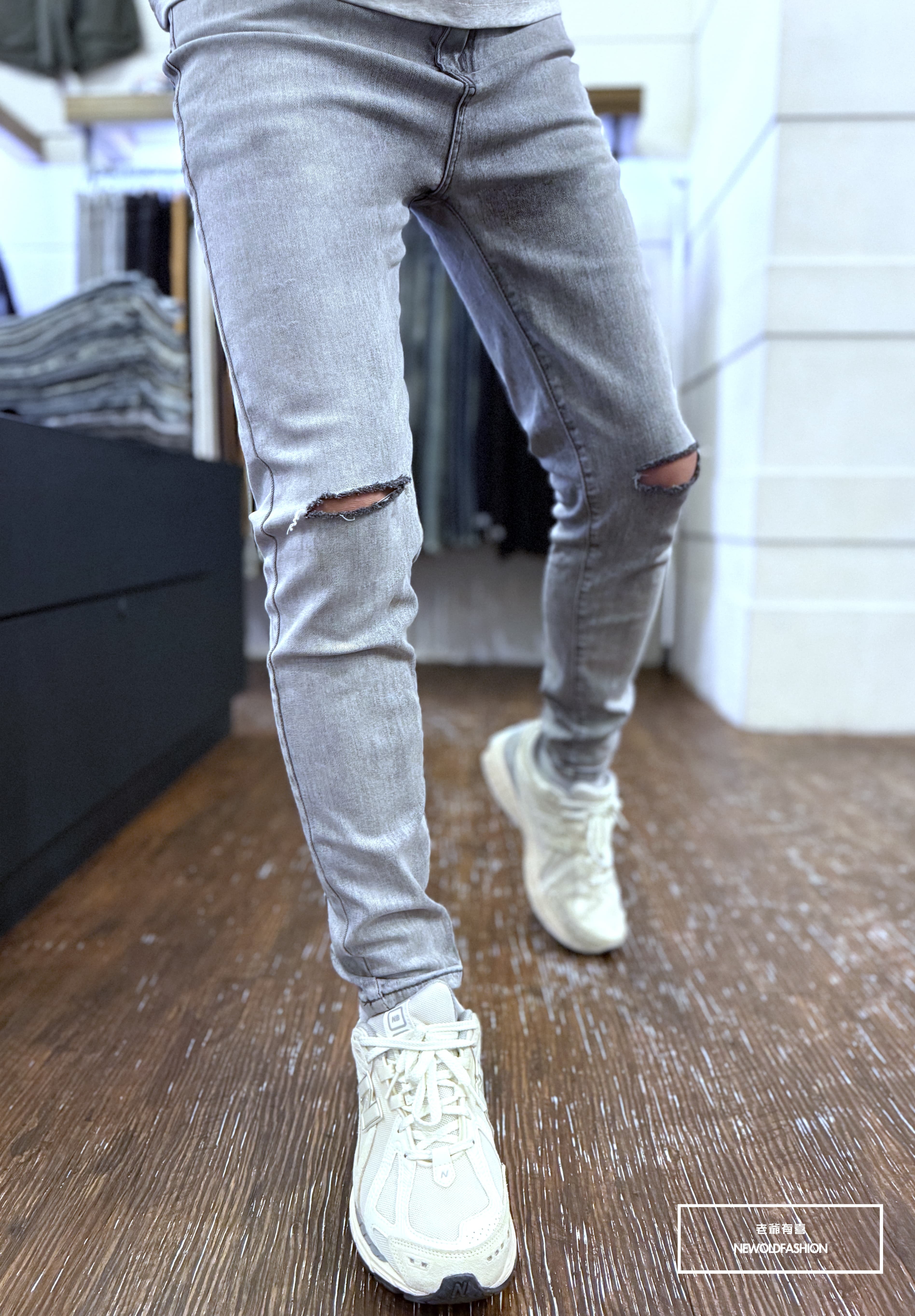 『新品上市』重磅煙灰膝刀割小直筒褲(NOF25093831)