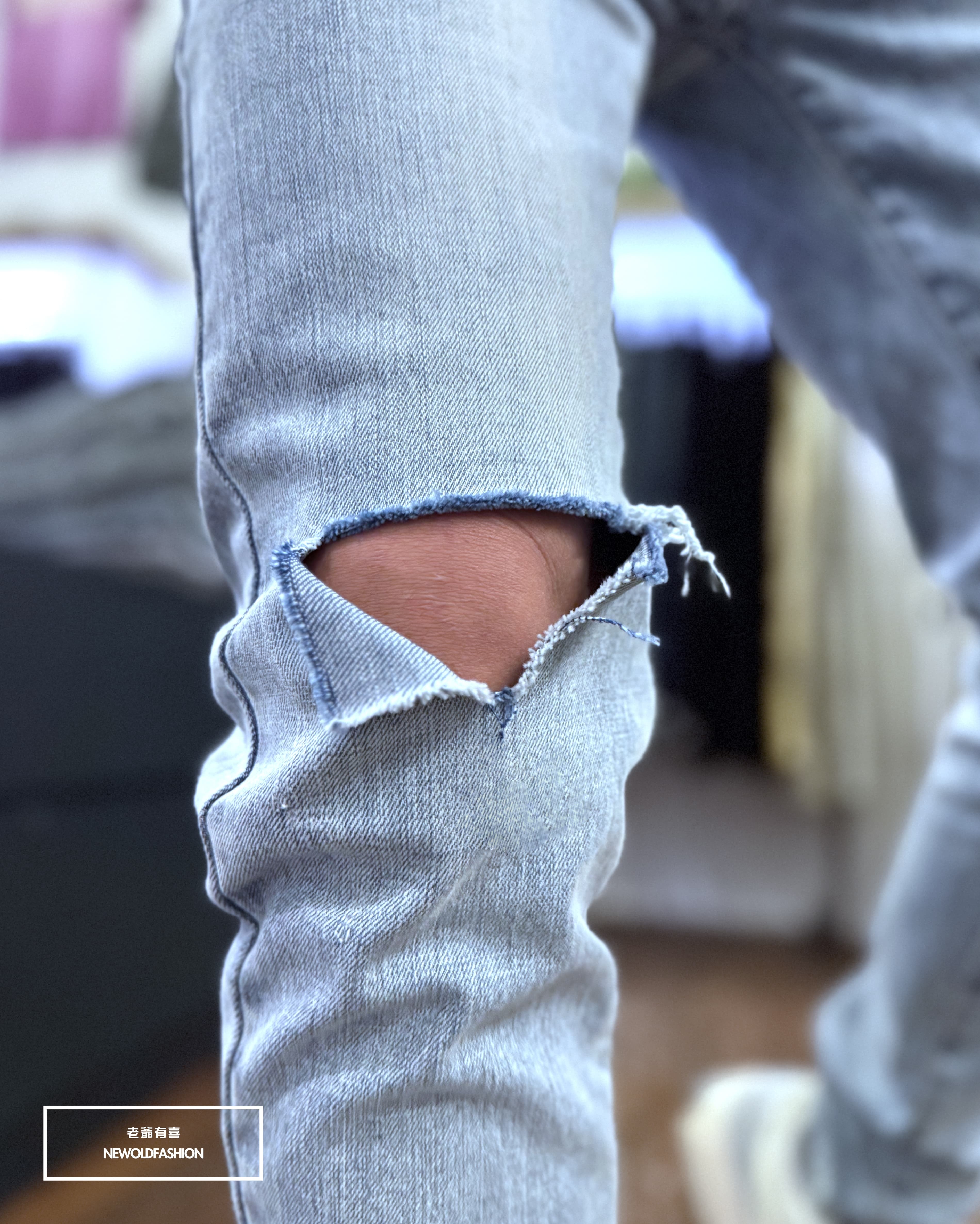 『新品上市』重磅雙膝T刀割破壞小直筒褲(NOF25093057)