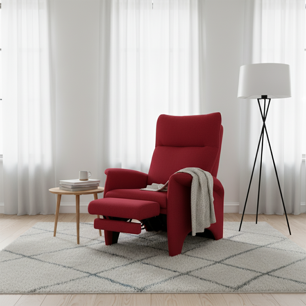 日落紅亞麻躺椅 － 簡約高背設計 無段式椅背調整